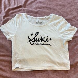 White Suki Waterhouse tour Crop Top